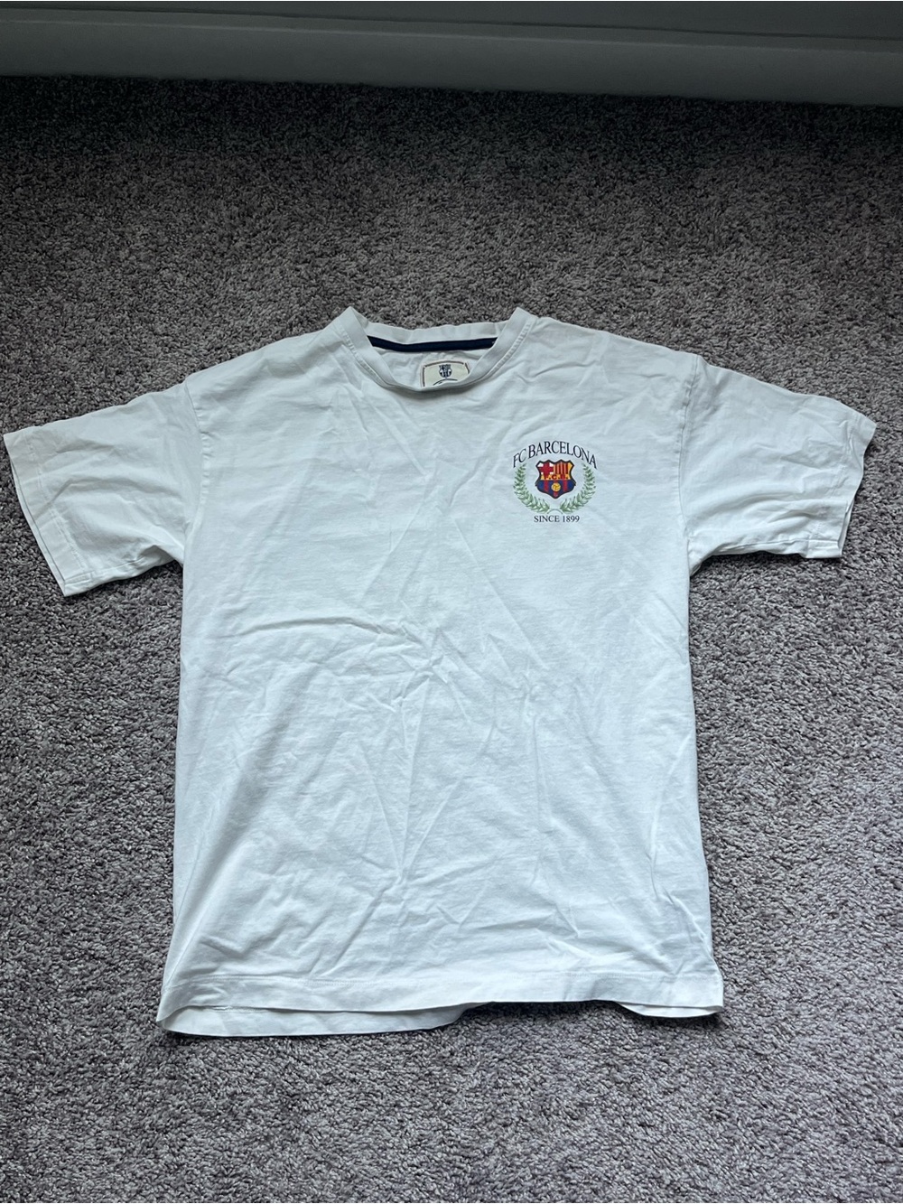 FC Barcelona White Short-Sleeve Crewneck T-Shirt
